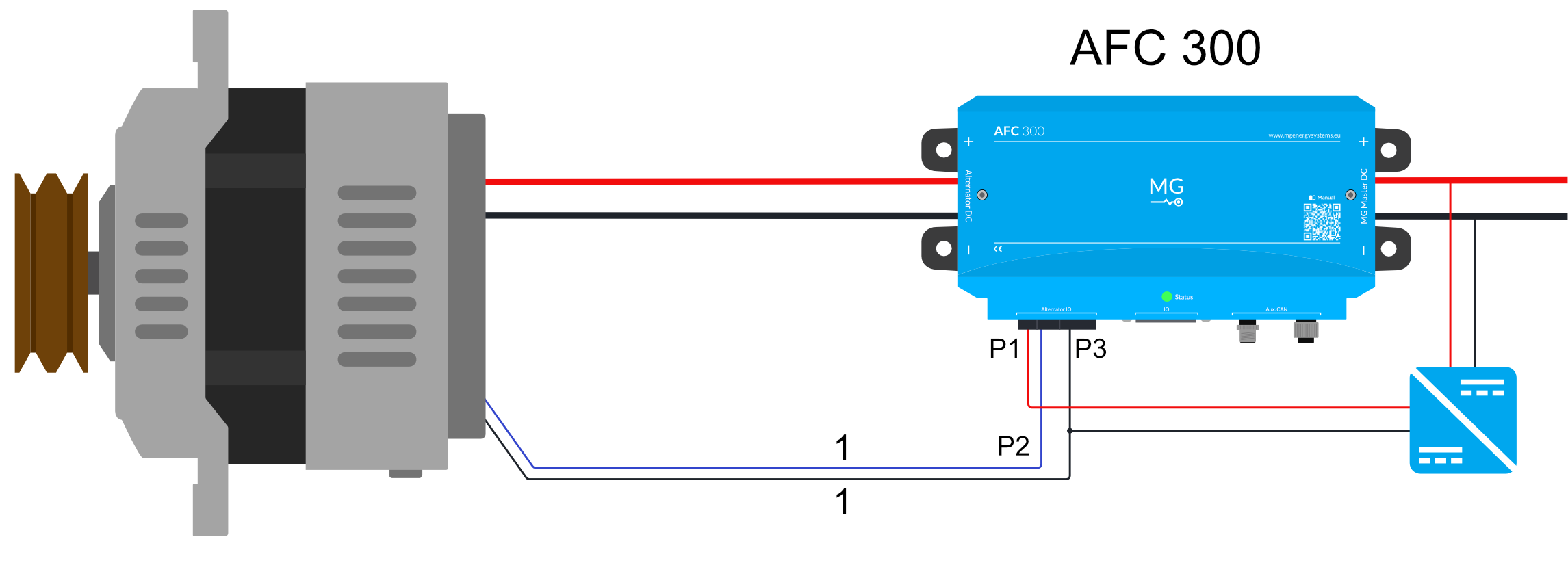 Alternator 2 field wires (1) with external power supply