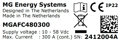 Example identification label (internal, at the back side of the device)