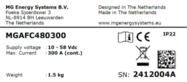 Example identification label (external, at the bottom side of the device)